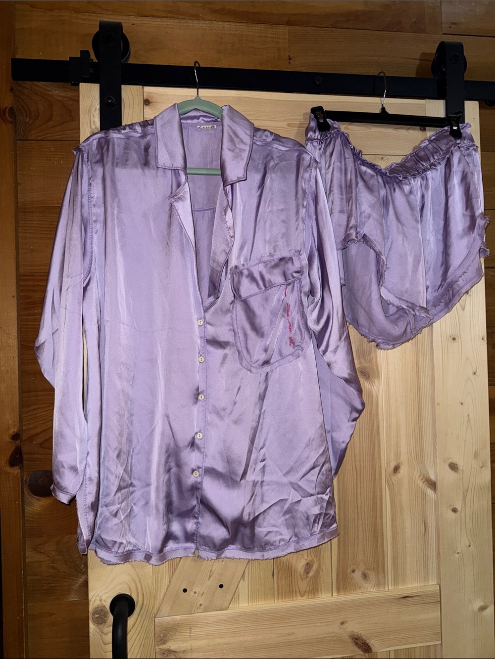 Free People Intimately Silky Lavender Satin Pajama Set - Women's Sleepwear Short